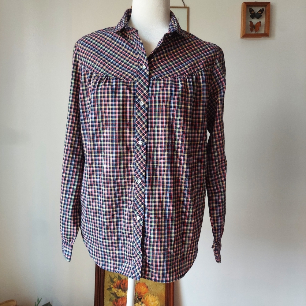 Vintage 1960s Levi's Plaid Shirt Ladies Long Sleeves Small (Modern Size 6)